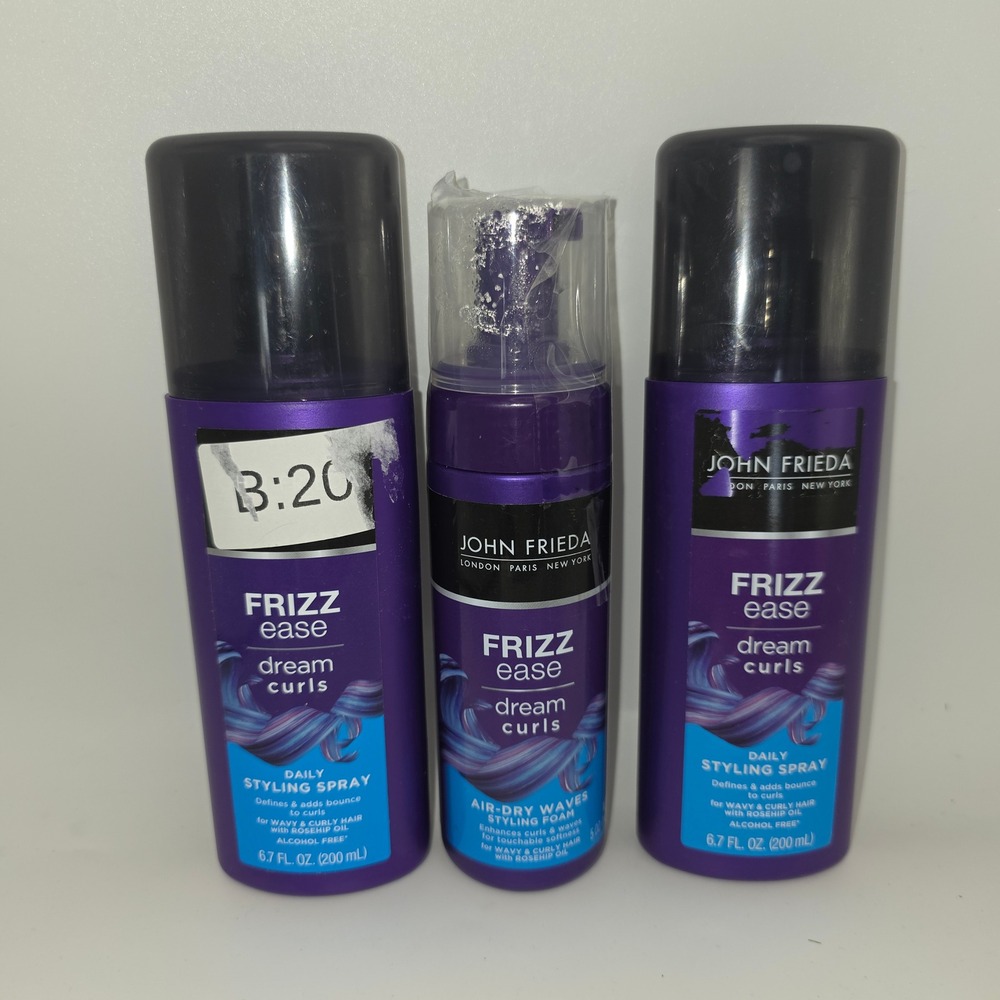 John Frieda Frizz Ease Dream Curls Set 3pc Purple New Styling Spray Foam B:20